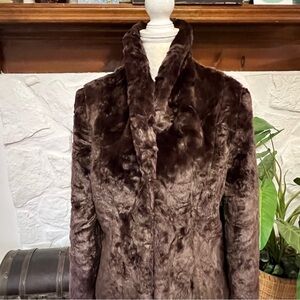 Style & Company Chocolate Brown Faux Fur Teddy Bear Jacket Size M